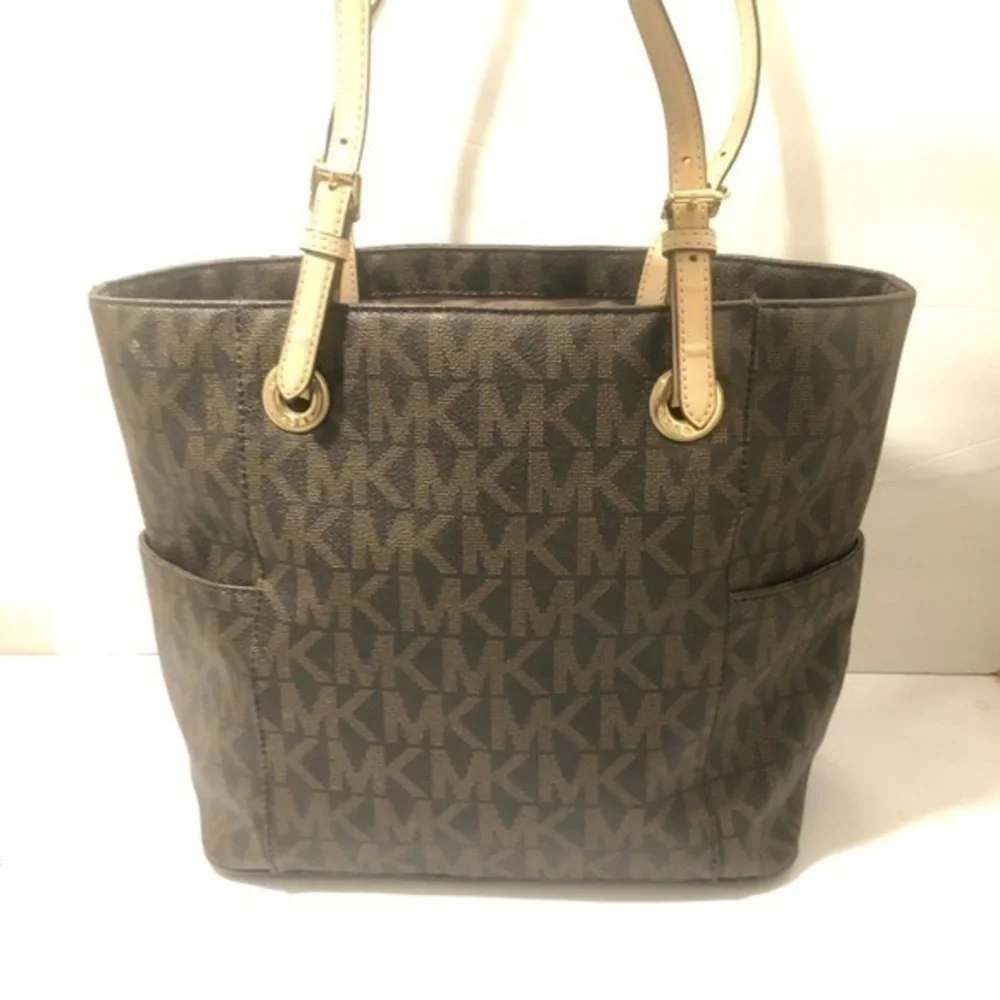 Michael kors signature brown logo tote bag